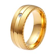 Geoffrey Beene Two-Tone Stainless Steel CZ Wedding Band Ring