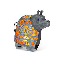 Gerson 19.29"H Large Solar Lighted Metal Hippo Figurine (Topaz/Silver)