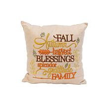 Gerson Company 16" Fall Tone Embroidered Harvest Pillow