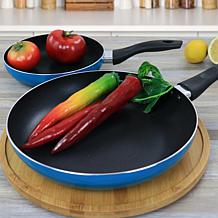 Gibson Home 10" Aluminum Frying Pan, Blue - 2 Piece