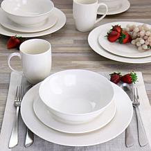 Gibson Home White Cloud Fine Ceramic 16-Piece Dinnerware Set - White