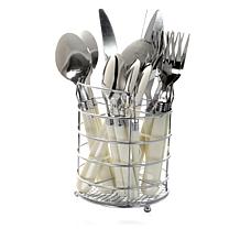 Gibson Sensations II 16-Pc SS White Handle Flatware Set with Caddy