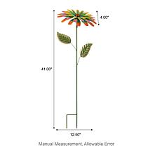 Gliitzhome 41"H Red and Green Garden Metal Flower Yardstake