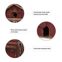 Glitzhome 10.25" Rustic Solid Wood Barn Birdhouse