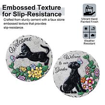 Glitzhome 10"D Set of 2 Cement Cat and Dog Textured Stepping Stones