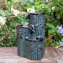 Glitzhome 10"H 3-Tier Turquoise Ceramic Tabletop Fountain