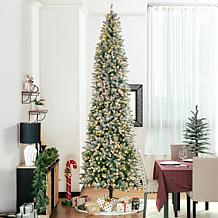 Glitzhome 11 Ft. Preloaded LED Pencil Fir Artificial Christmas Tree