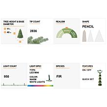 Glitzhome 11 Ft. Preloaded LED Pencil Fir Artificial Christmas Tree