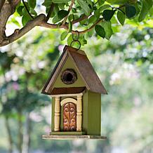 Glitzhome 11.25" Vintage Green Solid Wood Birdhouse