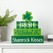 Glitzhome 11.5" Lighted St. Patrick's Wooden Block Table Sign