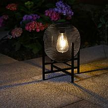 Glitzhome 11.5" Metal Mesh Solar Powered Outdoor Lantern with Stand