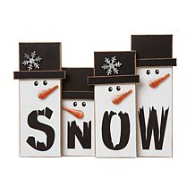 Glitzhome 11.75" Wooden Christmas Snowman Family