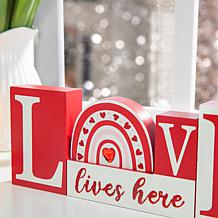 Glitzhome 11.75in H Valentine's Wooden LOVE Table Decor