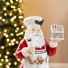 Glitzhome 11"H Christmas Resin Santa Chef Figurine