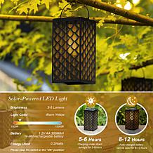 Glitzhome 11"H Square Textured Glass Pattern Solar Lantern with LED