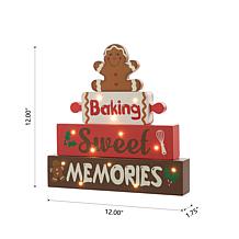 Glitzhome 12" H Lighted Wooden Christmas Gingerbread Man Table Decor