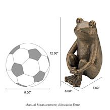 Glitzhome 12" H Squatting Frog Garden Statue with Bronze Finish