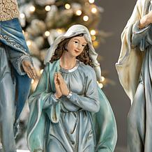 Glitzhome 12-pc Oversized Deluxe Blue Resin Nativity Figurine Set