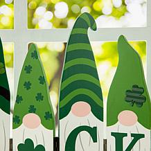 Glitzhome 12.25in L St. Patrick's Wooden Luck Shamrock Gnome Decor