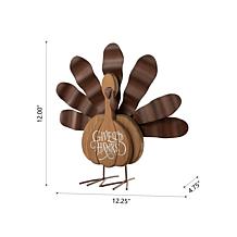 Glitzhome 12.25in. L Wooden and Metal Turkey Table Decor