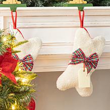 Glitzhome 12.5" Bone Shape Hooked Stocking