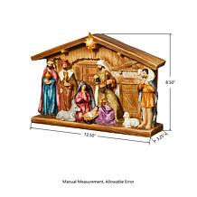 Glitzhome 12.5" Lighted Resin Nativity House