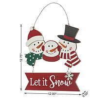 Glitzhome 12.75" Christmas Snowman Family Wooden Wall Décor