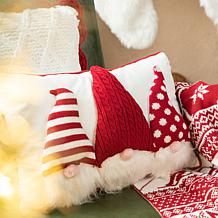 Glitzhome 12in. H 3D Heavy Knitted Gnome Pillow