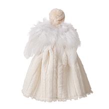 Glitzhome 12in H Faux Fur Angel Tree Top