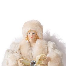 Glitzhome 12in H Faux Fur Angel Tree Top