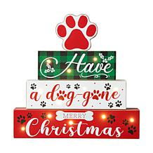 Glitzhome 12in. H Lighted Wooden Pet Block Word Sign
