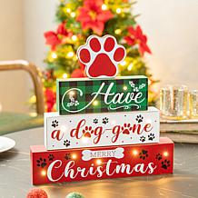 Glitzhome 12in. H Lighted Wooden Pet Block Word Sign