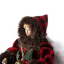 Glitzhome 12in H Plaid Angel Tree Top
