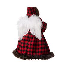 Glitzhome 12in H Plaid Angel Tree Top