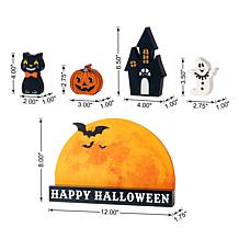 Glitzhome 12"L HAPPY HALLLOWEEN Wooden Table Block Set of 5