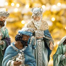 Glitzhome 12pcs Deluxe Blue Resin Nativity Figurine Set