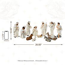 Glitzhome 12pcs Ivory Resin Nativity Figurine Set
