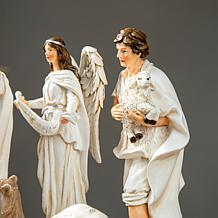 Glitzhome 12pcs Ivory Resin Nativity Figurine Set