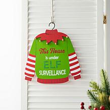 Glitzhome 13.25" Christmas Elf Costume Wooden Door Hanger