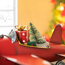 Glitzhome 14" Christmas Metal Airplane with Gifts Table Décor
