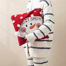 Glitzhome 14" Hooked 3D Snowman Pillow