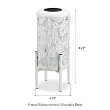Glitzhome 14.25" Metal Cutout Leaves Solar LED Outdoor Lantern w/Stand