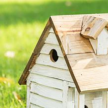 Glitzhome 14.25" Oversized Distressed Solid Wood Cottage Birdhouse