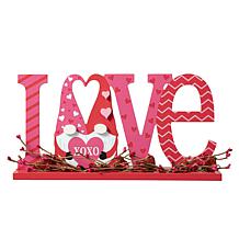 Glitzhome 14.25in L Valentine's LOVE Wooden Gnome Table Decor