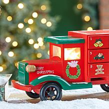 Glitzhome 14.5" Wooden Christmas Truck Countdown Calendar