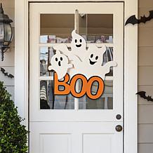 Glitzhome 14"H Halloween Wooden Ghost BOO Door Hanger