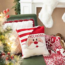Glitzhome 14in. L Hooked 3D Santa Pillow