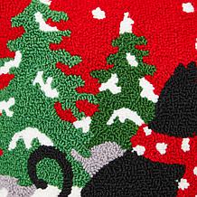 Glitzhome 14in L Hooked Christmas Cat Pillow