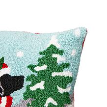 Glitzhome 14in L Hooked Christmas Dog Pillow