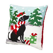 Glitzhome 14in L Hooked Christmas Dog Pillow